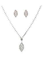 Strass Hochzeit Schmuck Set in Silbern Ohrstecker mit Halskette