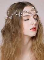 Strass Perlen Headpiece Kette Gold Braut Stirnbänder Tiara (48 Cm X 3;5 Cm)