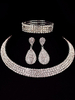 Strass Schmuck Set für Braut in Silbern Drops Design mit Armreif und Ohrringen und Halskette