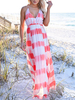 Streifen Maxikleider Ärmelloses Long Beach Kleid