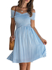 Streifen Sommerkleid aus der Schulter Strandkleid