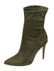 Stretch Knöchel Stiefel High Heel Jäger Grün Zip Up Stiletto Ferse Spitz Zehe Booties