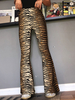 Stretchy Bell-Bottom Hose Tiger-Druck mit hoher Taille Flare Pants