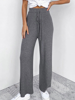 Strickhose Graue Krawatte Taille Hose mit geradem Bein