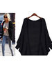 Strickjacke Jacke Frauen Strick Lange Ärmel Strick Longline Jacke in Schwarze