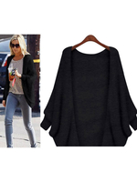 Strickjacke Jacke Frauen Strick Lange Ärmel Strick Longline Jacke in Schwarze