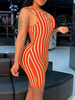 Stripe Romper Shorts Sexy ärmelloser Spielanzug mit V-Ausschnitt und halbem Reißverschluss