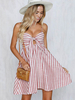 Striped Skater 2021 Regenbogenstreifen Straps Knotted Sommerkleid Frauen Minikleid