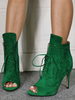 Sude Ankle Boots Frauen Peep Toe Schnür Sandale Booties