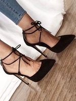 Suede High Heels 2020 Damen Spitze Spitze Oben Pumps