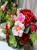 Sukkulenten Hochzeitsstrauß Red Silk Blumen Brautsträuße