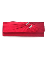 Superbe Clutch aus Satin mit Kunstdiamanten in Rot