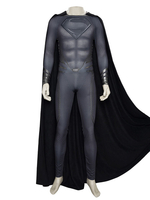 Superman Man Of Steel Cosplay-Kostüm Komplettes Set Tiefgrauer Overall Schwarzer Umhang 2-teiliges Set DC Movie Cosplay-Kostüme
