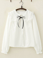 Sweet Lolita - Hemd aus Lolita-Oberteil mit Spitzenbesatz und Bowknot-Spitze