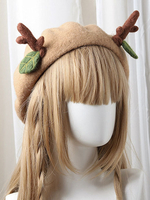 Sweet Lolita Barett Rentier Blatt Tan Wolle Lolita Hut