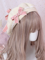 Sweet Lolita Barettbogen Lolita Hut aus Wolle mit Blumenmuster