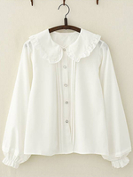 Sweet Lolita Bluse Rüschen Peter Pan Kragen Chiffon weißes Lolita Shirt