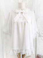 Sweet Lolita Blusen Lolita Weiß Lolita Top Halbarm Schleifen Bedrucktes Lolita Shirt