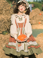 Sweet Lolita Blusen Schleifen Langarm Light Apricot Lolita Shirt Sweet Top