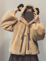 Sweet Lolita Coat Brauner Kapuzen-Bär Ohr Flanell Lolita Winterjacke