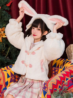 Sweet Lolita Cover Ups Weiß Neverland Applique Langarm Cape Rabbit Ohren Polyester Mantel Lolita Outwears