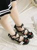 Sweet Lolita Footwear Bows Rüschen Strawberry Round Toe Leder Lolita Schuhe