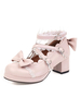 Sweet Lolita Footwear Rosa Schleife Rüschen Runde Zehen Leder Lolita Schuhe