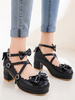 Sweet Lolita Footwear Schleifen Round Toe Leder Lolita Pumps