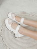 Sweet Lolita Footwear White Cascading Rüschen Round Toe PU Leder Lolita Pumps