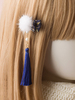 Sweet Lolita Haarnadel Pom Pom Perle Quaste Bogen Blau Lolita Haarschmuck