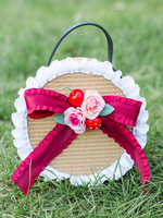 Sweet Lolita Handtasche Bögen Blumen Bogen Rüschen Stroh Taschen Lolita Zubehör