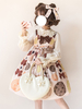 Sweet Lolita JSK Cookies Print Bogen Baumwoll Slub Aprikose Lolita Jumper Rock