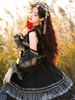 Sweet Lolita JSK Kleid 3-teiliges Set Schnürschleifen Tüll Polyester Schwarz Lolita Pullover Röcke