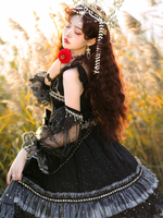 Sweet Lolita JSK Kleid 3-teiliges Set Schnürschleifen Tüll Polyester Schwarz Lolita Pullover Röcke