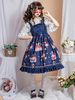 Sweet Lolita JSK Kleid Blue Strawberry Dessert Bows Lolita Pullover Röcke