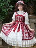 Sweet Lolita JSK-Kleid-Bogen-Spitze-Frontöffnungsblumendruck Lolita Pullover Röcke