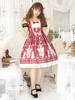 Sweet Lolita JSK Kleid Burgunderrot ärmellose Rüschen Blumendruckmuster Lolita Pullover Röcke