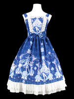 Sweet Lolita JSK Kleid Butterfly Witch Print Spitze Rüsche Bow Lolita Jumper Rock