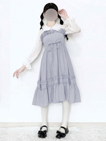 Sweet Lolita JSK Kleid Cinderella Ruffle Bow Ight Blue Chiffon Jumper Rock