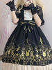 Sweet Lolita JSK Kleid Clock Bunny Heißprägebögen Black Lolita Jumper Röcke