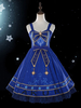 Sweet Lolita JSK Kleid Galaxy Print Blue Bow Lolita Jumper Röcke