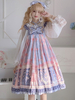 Sweet Lolita JSK Kleid Hell Himmelblau Polyester Ärmellose Schleifen Sweet Lolita Pullover Röcke