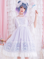 Sweet Lolita JSK Kleid Lavender Printed Rüschen Lace Lolita Jumper Röcke