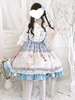 Sweet Lolita JSK Kleid Lolita Bedruckte Schleifen Hellhimmelblau Lolita Jumper Röcke