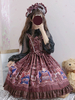 Sweet Lolita JSK Kleid Maskerade Bedruckte Schleifen Rüschen Burgund Lolita Jumper Röcke
