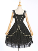 Sweet Lolita JSK Kleid Nimmerland Schleife Rüschen gefaltete schwarze Lolita Jumper Skirt