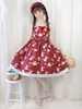 Sweet Lolita JSK Kleid Ärmelloser quadratischer Ausschnitt Knielanger Plüsch Plüsch Kaninchen Druck Spitze Saum Lolita Pullover Röcke