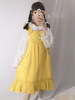 Sweet Lolita JSK Kleid Rüsche Rüsche Baumwolle Leinen Gelb Lolita Jumper Rock