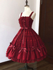 Sweet Lolita JSK Kleid Rüschen Burgund Bögen Lolita Pullover Röcke