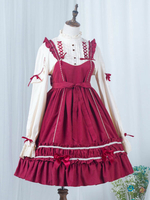 Sweet Lolita JSK Kleid Rüschen Lolita Burgund Pullover Röcke